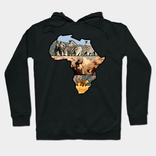 African Wildlife Continent Collage Hoodie